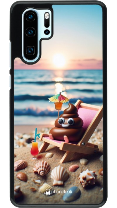 Huawei P30 Pro Case Hülle - Kackhaufen Emoji auf Liegestuhl