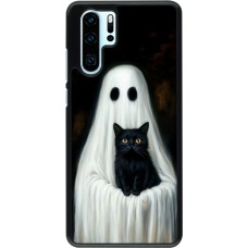 Coque Huawei P30 Pro - Halloween 2025 Ghost with black cat