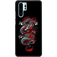 Huawei P30 Pro Case Hülle - Japanese style Dragon Tattoo Red Black