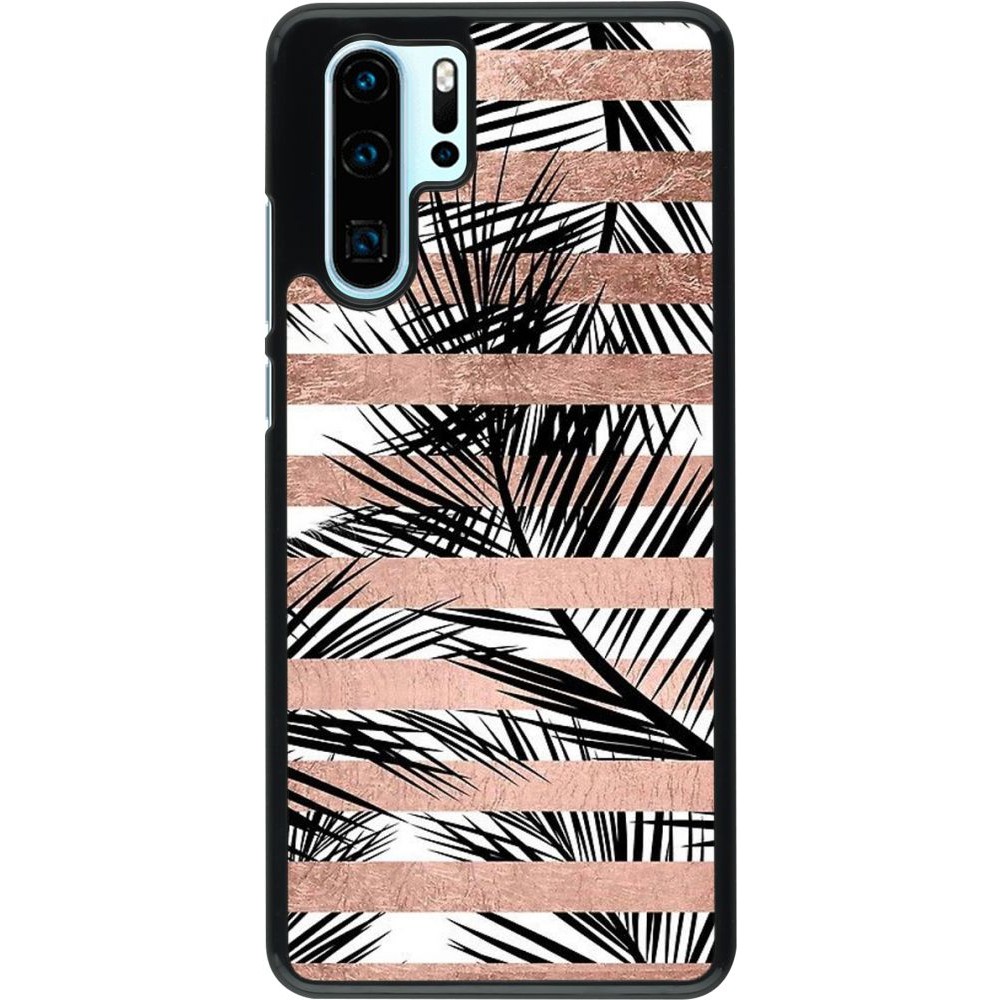 Coque Huawei P30 Pro - Palm trees gold stripes