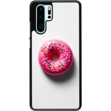 Coque Huawei P30 Pro - Weißer Hintergrund, pinker Donut