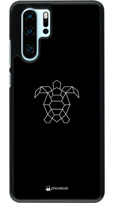 Hülle Huawei P30 Pro - Turtles lines on black