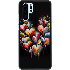 Huawei P30 Pro Case Hülle - Valentin 2024 Schwarzes Herz Abstrakt