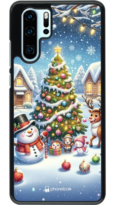 Coque Huawei P30 Pro - Noël 2023 bonhomme de neige et sapin