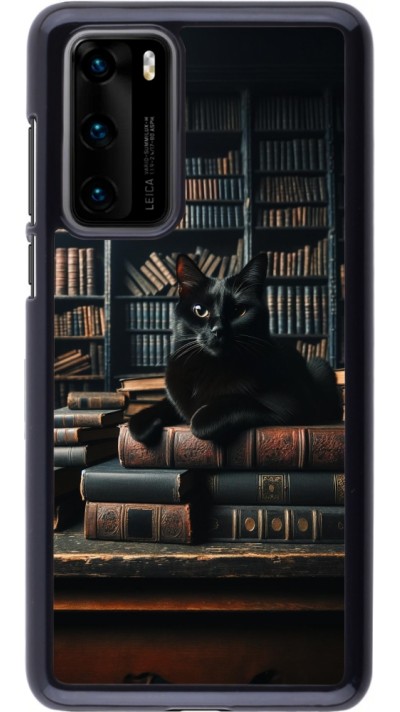 Huawei P40 Case Hülle - Katze Bücher dunkel