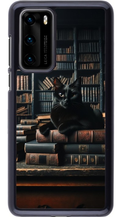 Coque Huawei P40 - Chat livres sombres