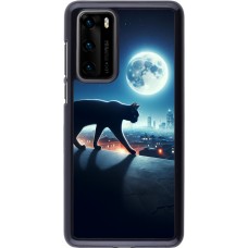 Huawei P40 Case Hülle - Schwarze Katze unter dem Vollmond