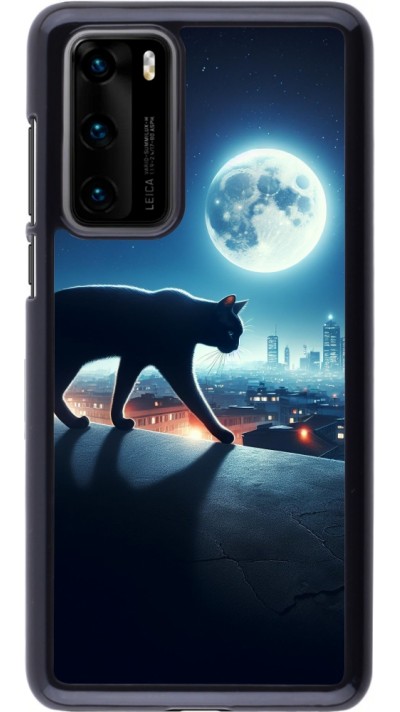 Huawei P40 Case Hülle - Schwarze Katze unter dem Vollmond