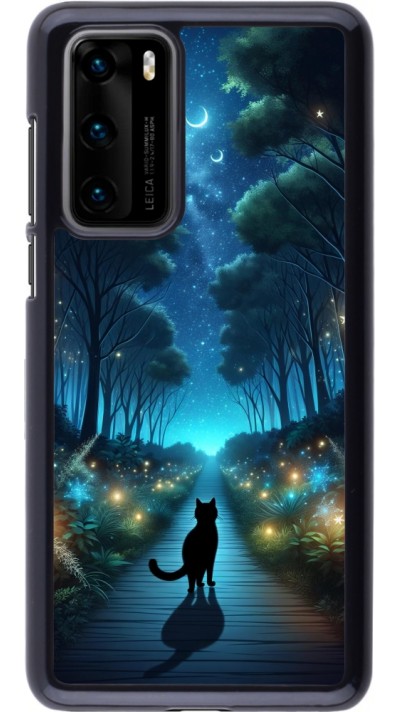 Huawei P40 Case Hülle - Schwarze Katze Spaziergang