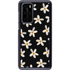 Coque Huawei P40 - Easter 2024 white on black flower