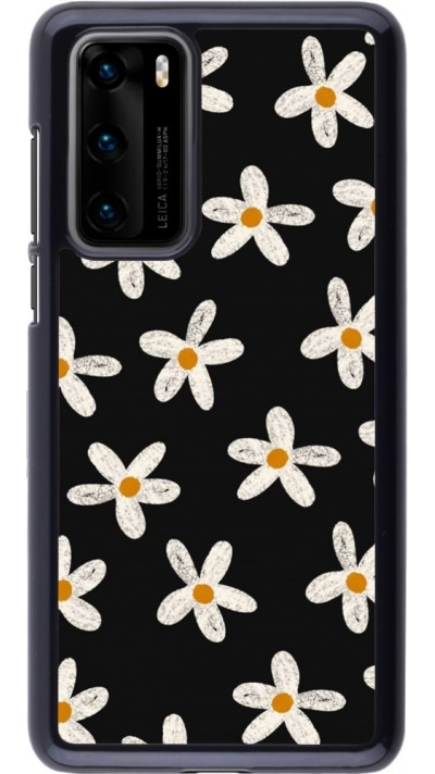 Coque Huawei P40 - Easter 2024 white on black flower