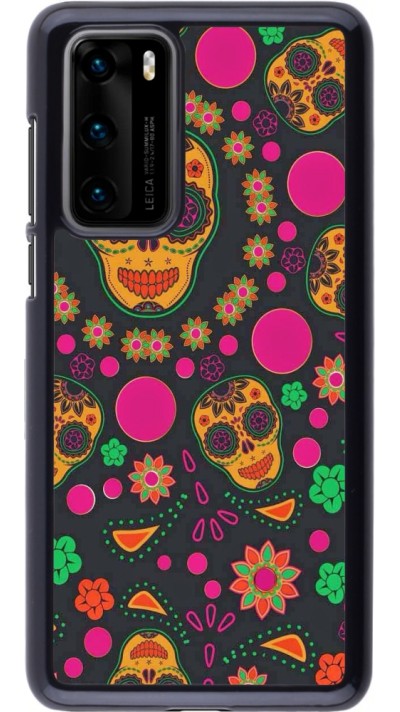 Huawei P40 Case Hülle - Halloween 22 colorful mexican skulls