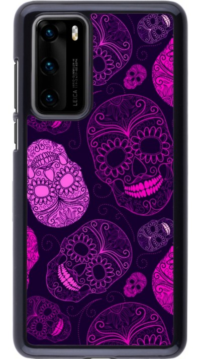 Huawei P40 Case Hülle - Halloween 2023 pink skulls