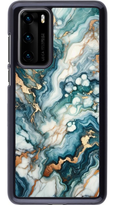 Huawei P40 Case Hülle - Grüner Blauer Goldener Marmor