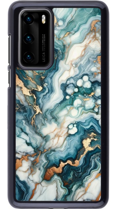 Coque Huawei P40 - Marbre Vert Bleu Doré