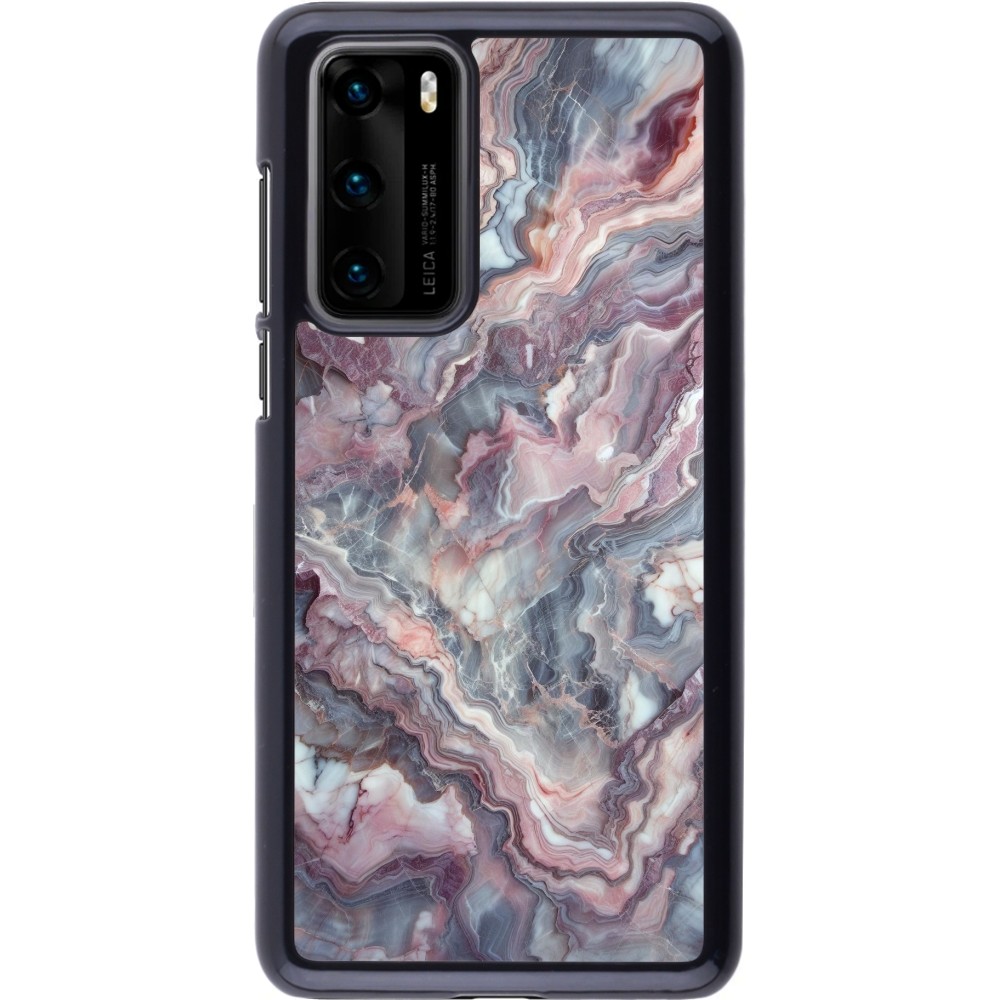 Huawei P40 Case Hülle - Violetter silberner Marmor