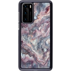 Huawei P40 Case Hülle - Violetter silberner Marmor