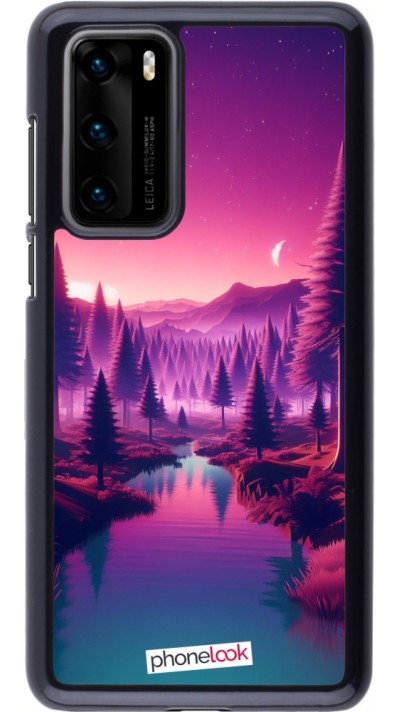 Huawei P40 Case Hülle - Lila-rosa Landschaft