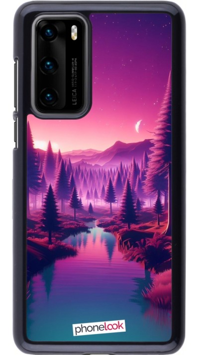 Coque Huawei P40 - Paysage Violet-Rose