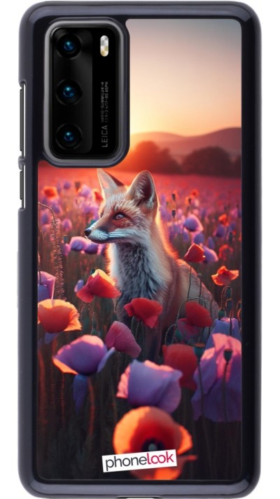 Huawei P40 Case Hülle - Purpurroter Fuchs bei Dammerung