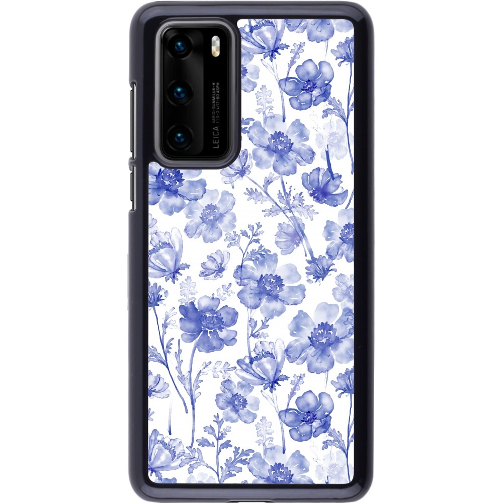 Huawei P40 Case Hülle - Spring 23 watercolor blue flowers