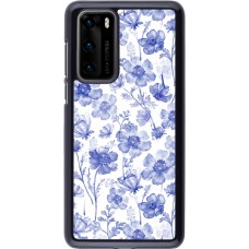 Huawei P40 Case Hülle - Spring 23 watercolor blue flowers