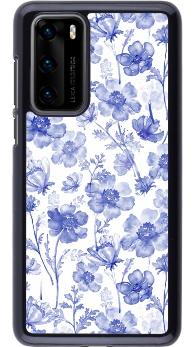 Huawei P40 Case Hülle - Spring 23 watercolor blue flowers