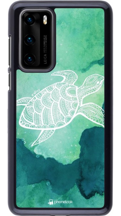 Coque Huawei P40 - Turtle Aztec Watercolor