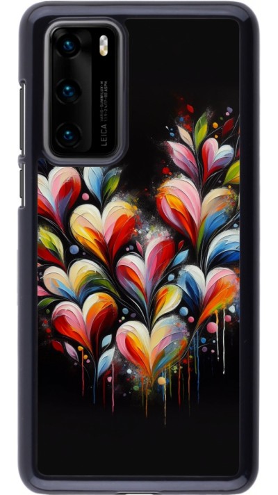 Coque Huawei P40 - Valentine 2024 Coeur Noir Abstrait