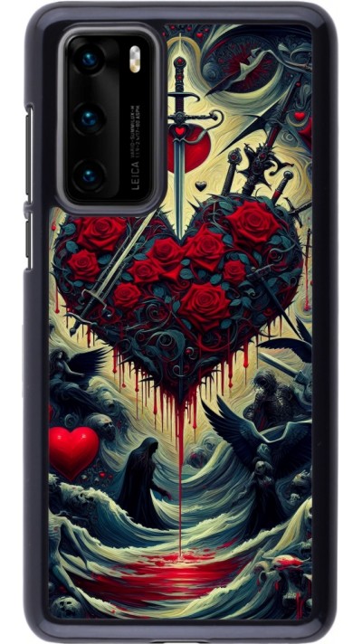 Coque Huawei P40 - Dark Love Coeur Sang