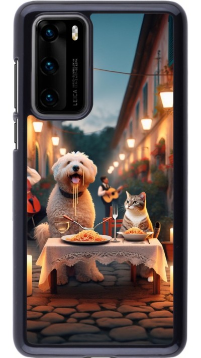 Coque Huawei P40 - Valentine 2024 Dog & Cat Candlelight