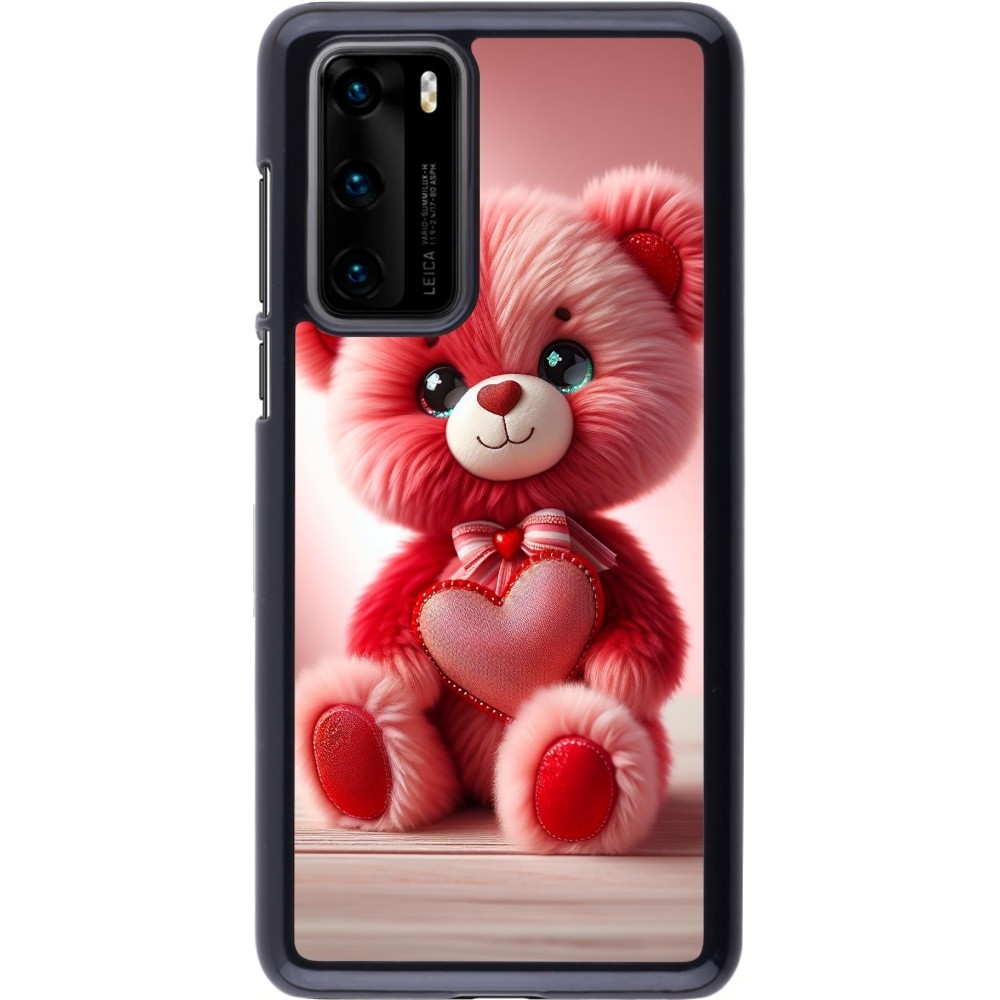 Huawei P40 Case Hülle - Valentin 2024 Rosaroter Teddybär
