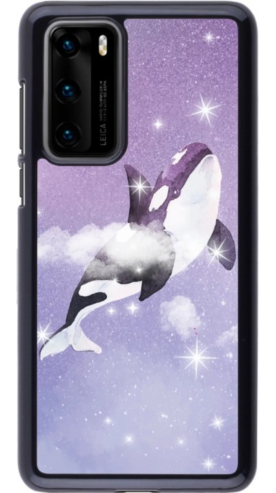 Coque Huawei P40 - Whale in sparking stars