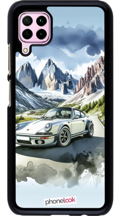 Huawei P40 Lite Case Hülle - Porsche 911 Berg Aquarell