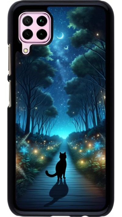 Huawei P40 Lite Case Hülle - Schwarze Katze Spaziergang