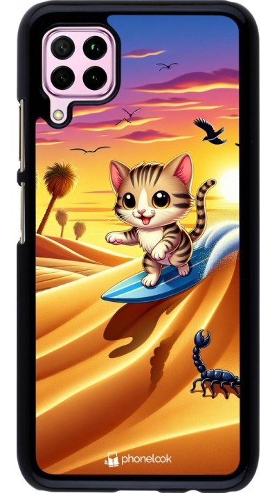 Coque Huawei P40 Lite - Chat surfeur au soleil