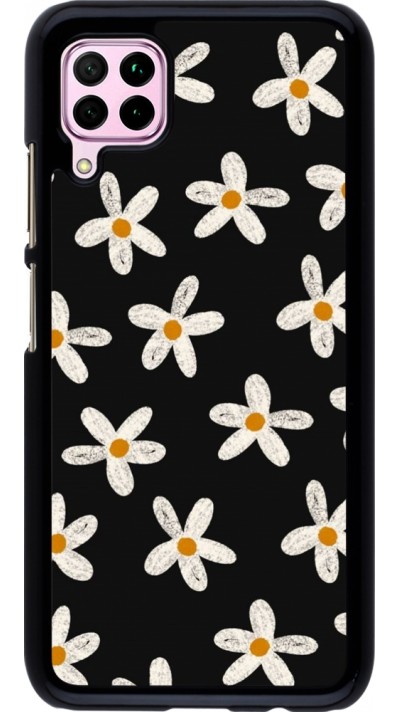 Huawei P40 Lite Case Hülle - Easter 2024 white on black flower