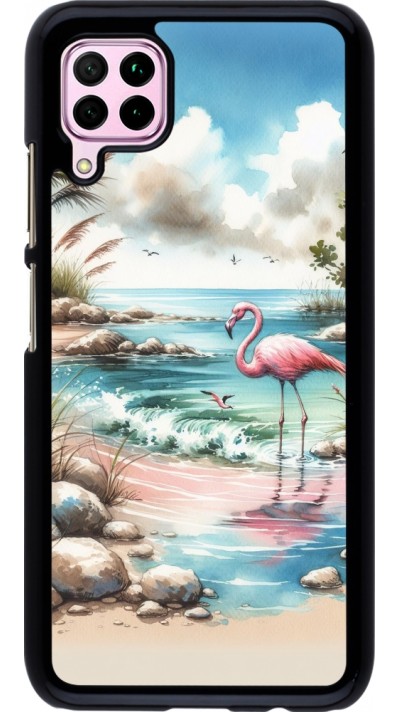 Huawei P40 Lite Case Hülle - Flamingo Aquarell