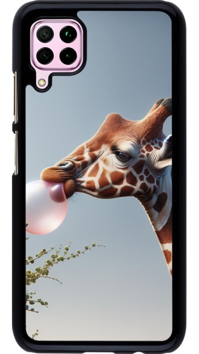Huawei P40 Lite Case Hülle - Giraffe mit Blase