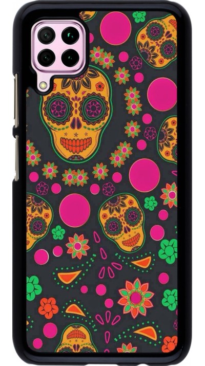 Huawei P40 Lite Case Hülle - Halloween 22 colorful mexican skulls