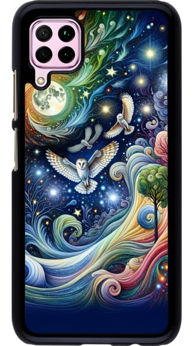 Huawei P40 Lite Case Hülle - Fliegender Blumen-Eule