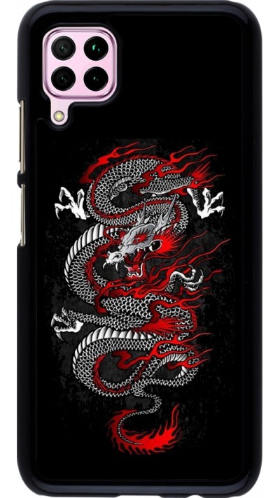 Huawei P40 Lite Case Hülle - Japanese style Dragon Tattoo Red Black