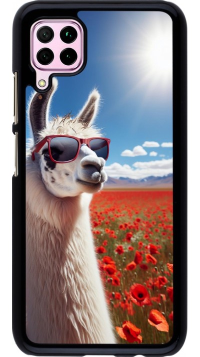 Huawei P40 Lite Case Hülle - Lama Chic in Mohnblume