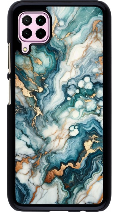 Coque Huawei P40 Lite - Marbre Vert Bleu Doré