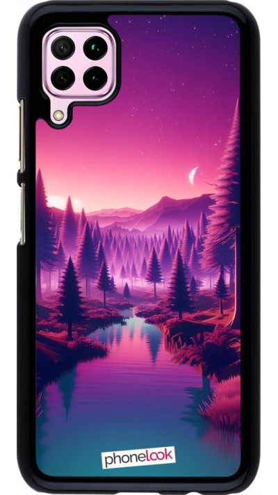 Huawei P40 Lite Case Hülle - Lila-rosa Landschaft