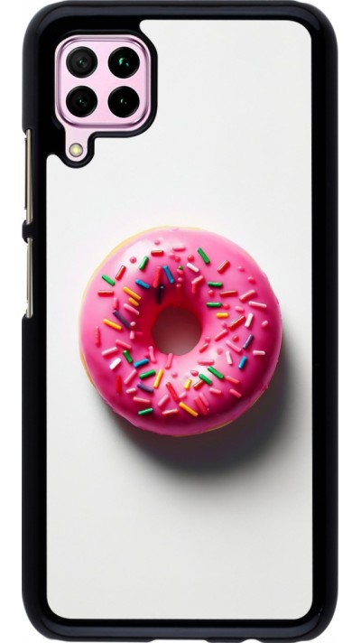 Coque Huawei P40 Lite - Weißer Hintergrund, pinker Donut
