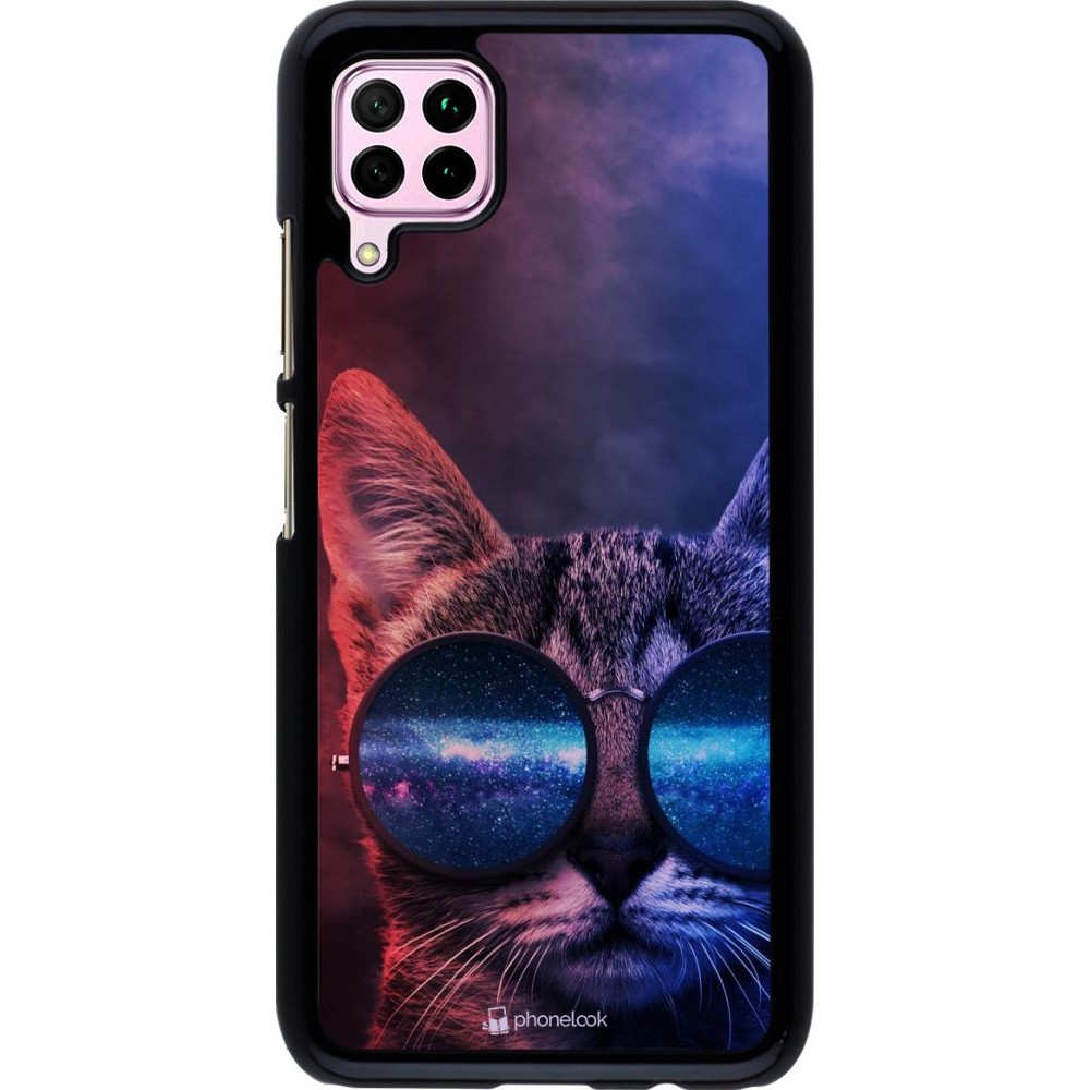 Coque Huawei P40 Lite - Red Blue Cat Glasses