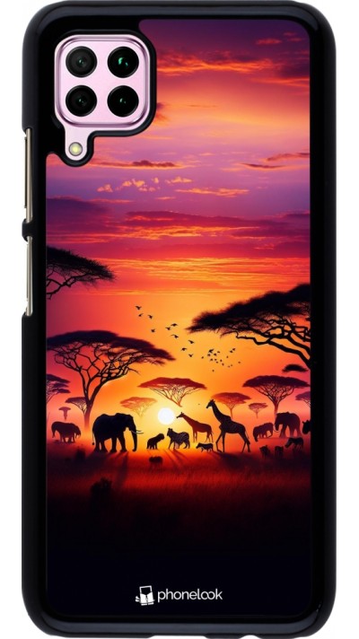 Huawei P40 Lite Case Hülle - Safari Sonnenuntergang Wildtiere