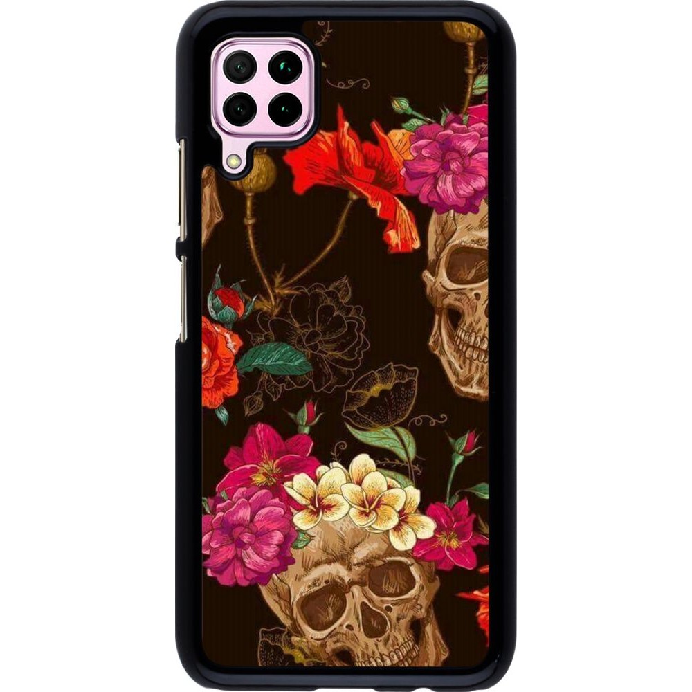 Hülle Huawei P40 Lite - Skulls and flowers