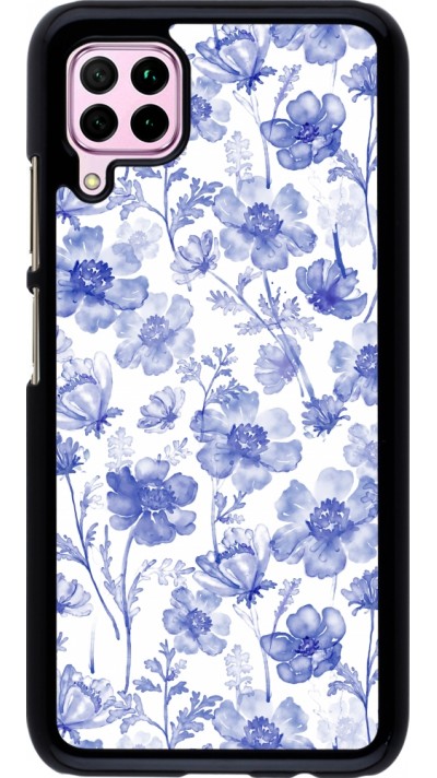 Huawei P40 Lite Case Hülle - Spring 23 watercolor blue flowers